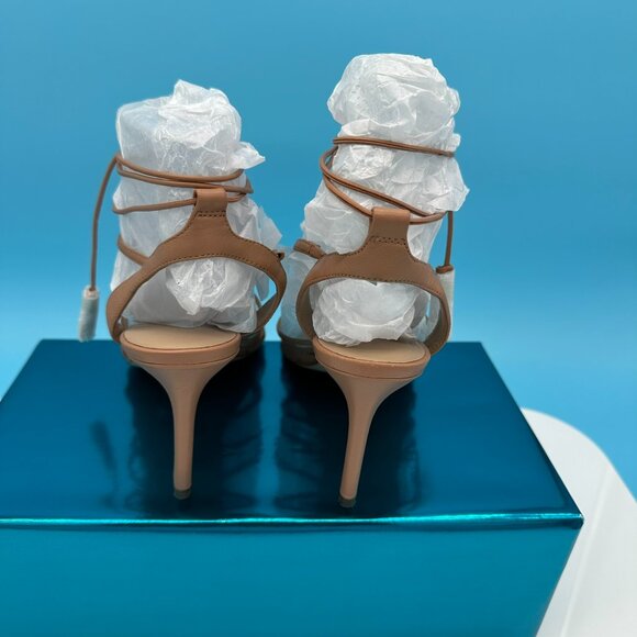 Ann Taylor Women's Strappy Caged Gladiator Lace Up High Heel Shoe, Size 8M, Nude - Picture 6 of 13